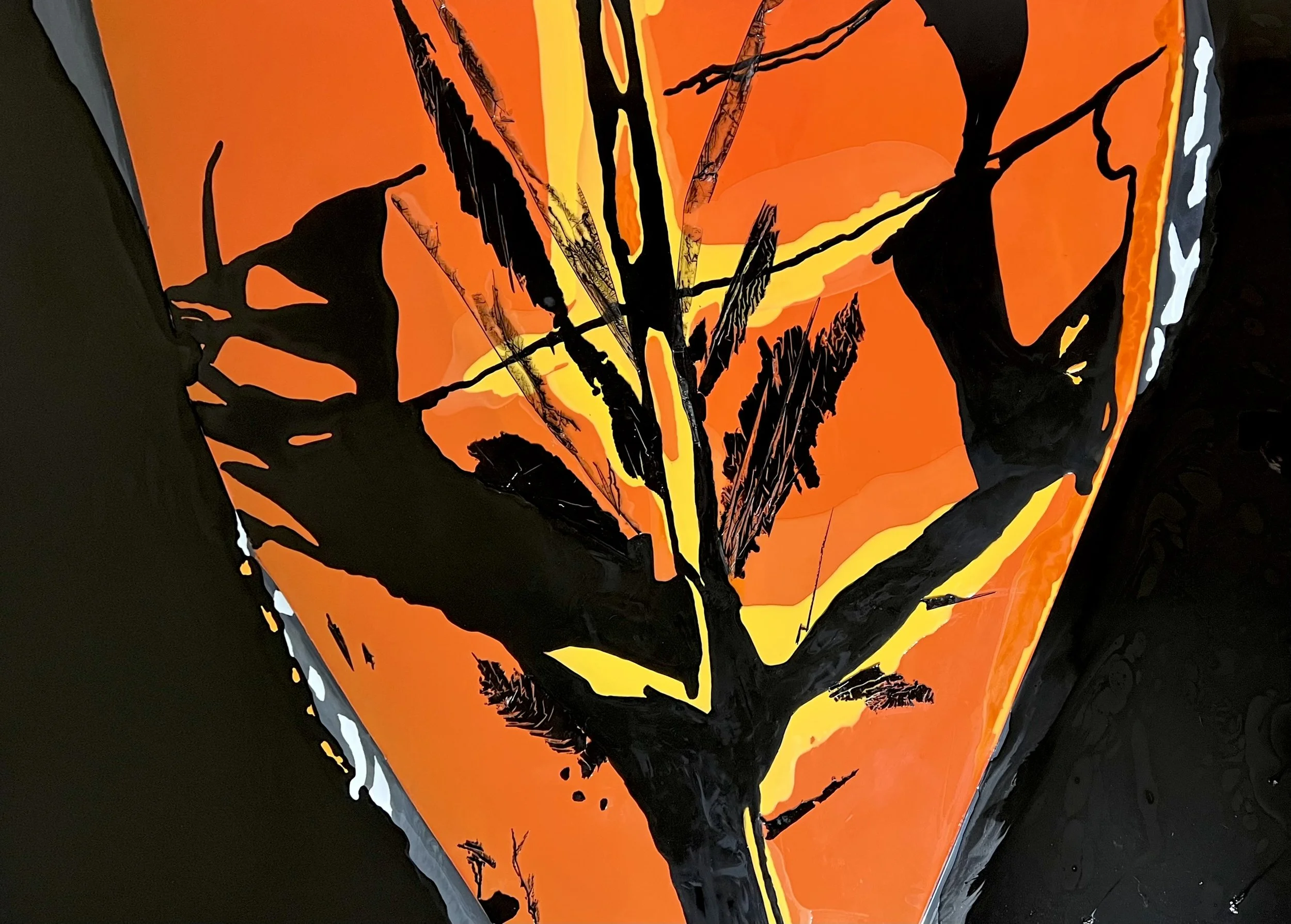 Wing in Orange. Resin on board. 180cm x 120 cm