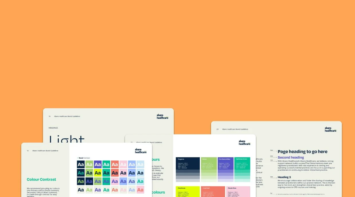 Art direction moodboard showing colour palette, typography and photography direction for brand identity