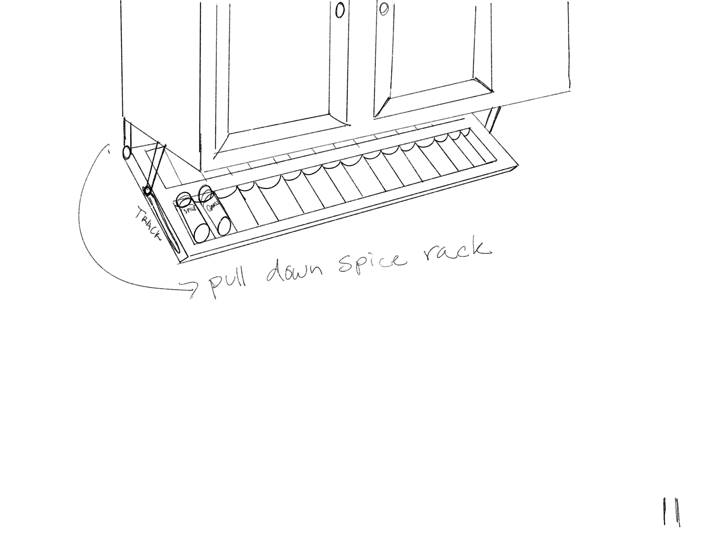 Pull-down under the cabinet spice rack