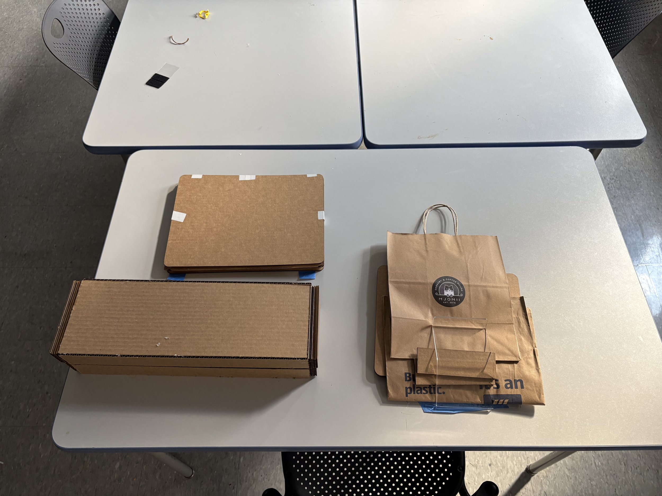 Sketch prototypes of two bag storage items and the spice rack