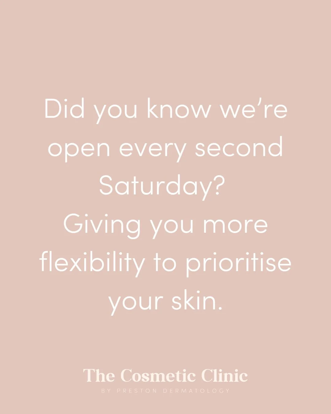Did you know? We're open every second Saturday from 9:00 AM to 1:30 PM.⁠
⁠
Whether you're due for a refresh or looking to book your next treatment, we're here to help you glow.⁠
⁠
Secure your spot now by calling us on 03 8657 4333 💫⁠
⁠
⁠
⁠
#clearski