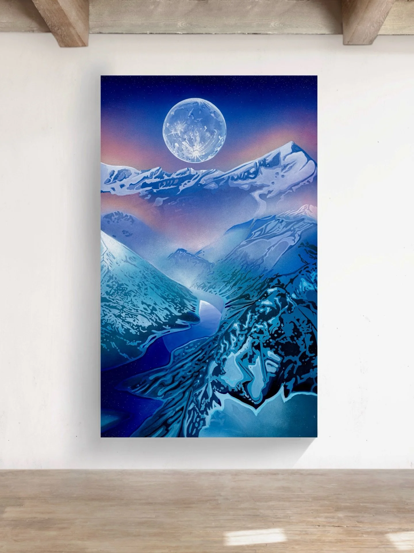 *exhales* finally, something that reminds us of our humanity, and our capacity for beauty and hope.

I sneak the moon into my paintings a lot.
It&rsquo;s a small nod to mystery,
a way of connecting my work to the macro,
to something larger than what 