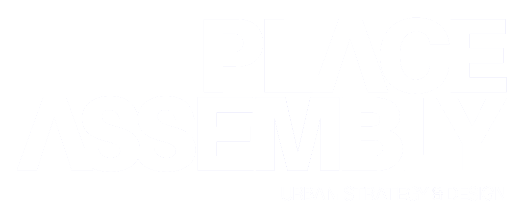 Text logo reading 'Place Assembly' with the subtitle 'Urban Strategy & Design' on a black background.