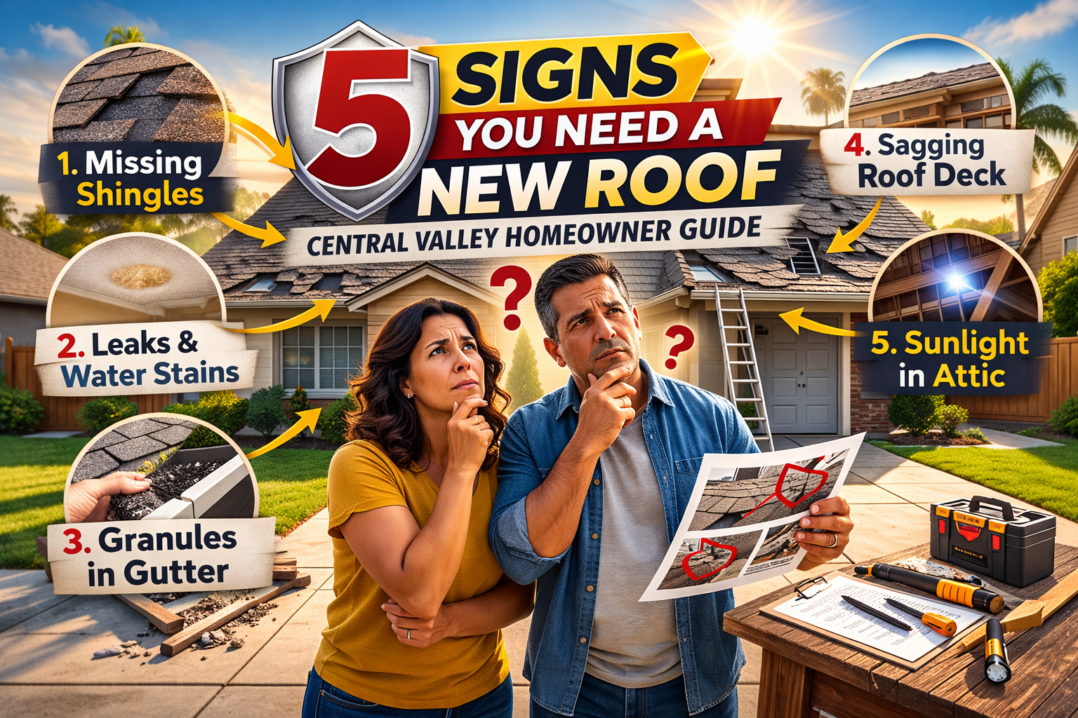 5 SIGNS YOU NEED A NEW ROOF (Central Valley Homeowner Guide)</span>