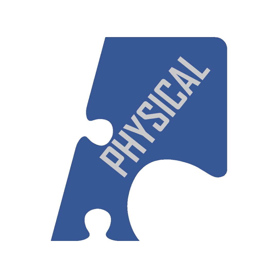 A blue puzzle piece with the word 'PHYSICAL' written diagonally across it.