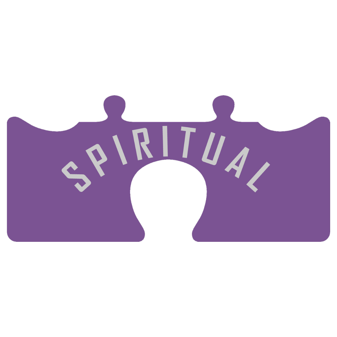 A purple spiritual symbol with the word 'SPIRITUAL' written across it.