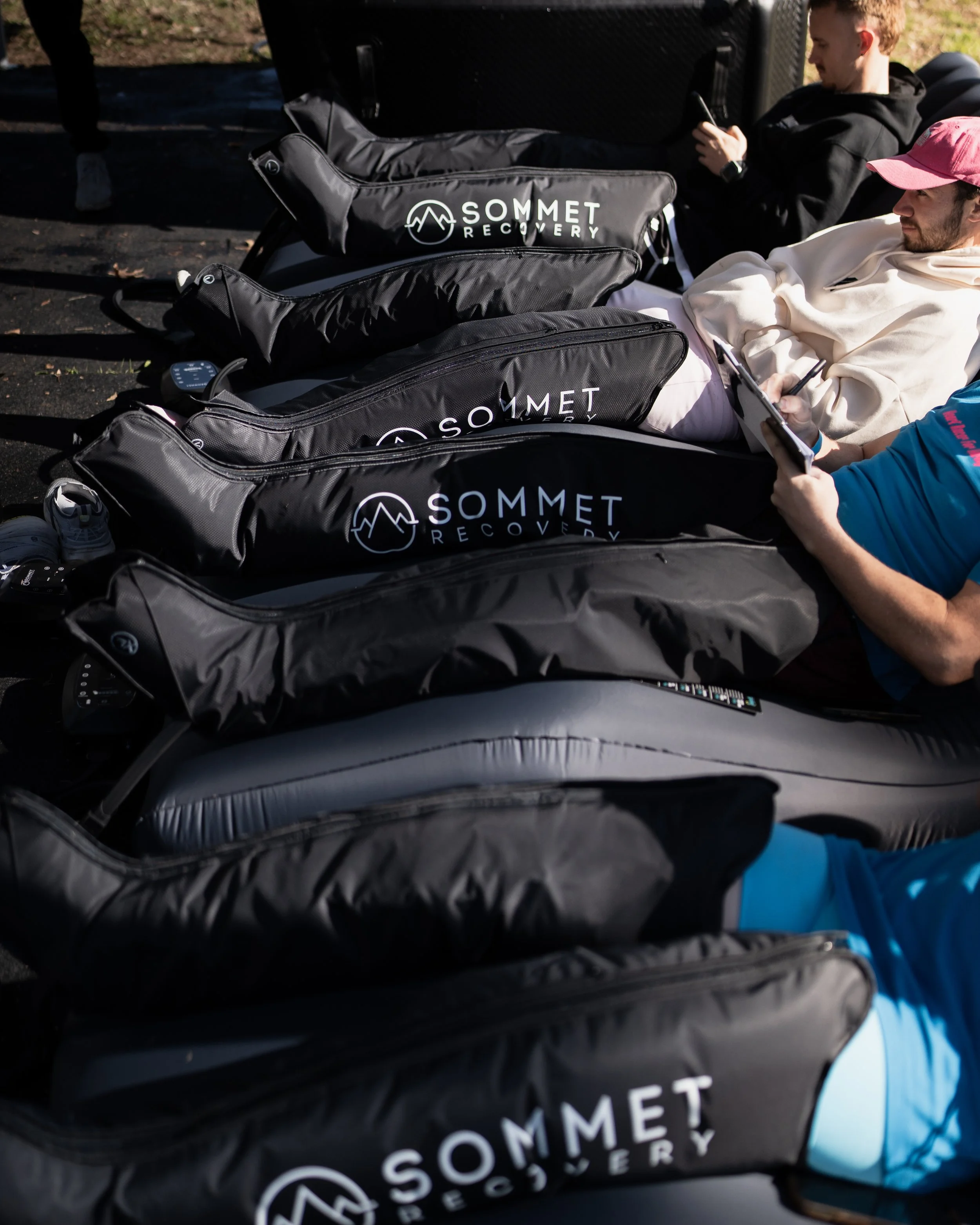 Invigorate Recoveries premium Compression boots in use. Sommet Recovery boots have 6 modes and gives you the ability to tailor your recovery to meet your goals.