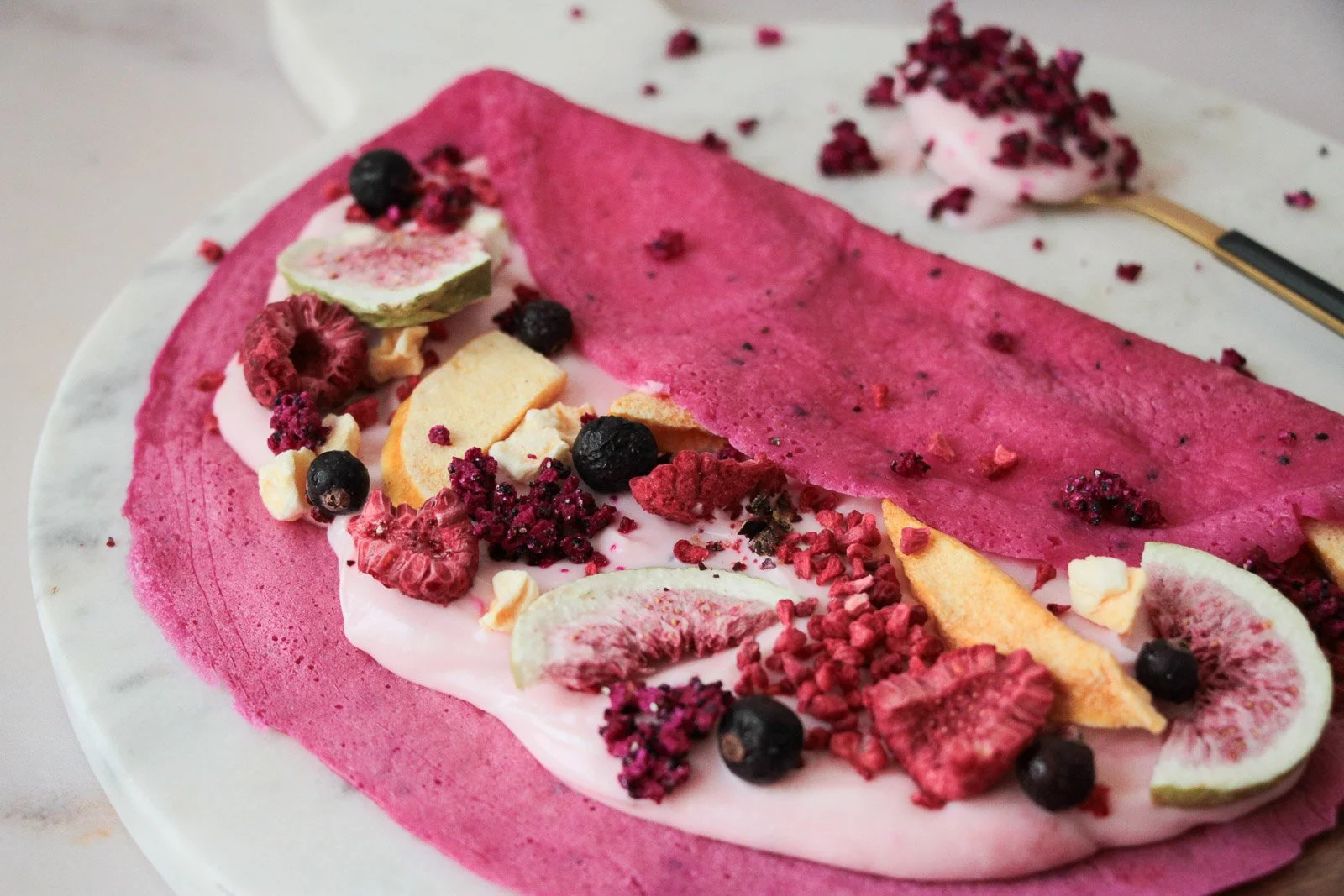 Pink Pancakes with Freeze-Dried Dragon Fruit Powder