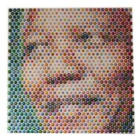 Portrait of a person's face created with multicolored dots. Gavin Rain.
