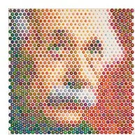 Portrait of a man made up of colorful circles. Gavin Rain.