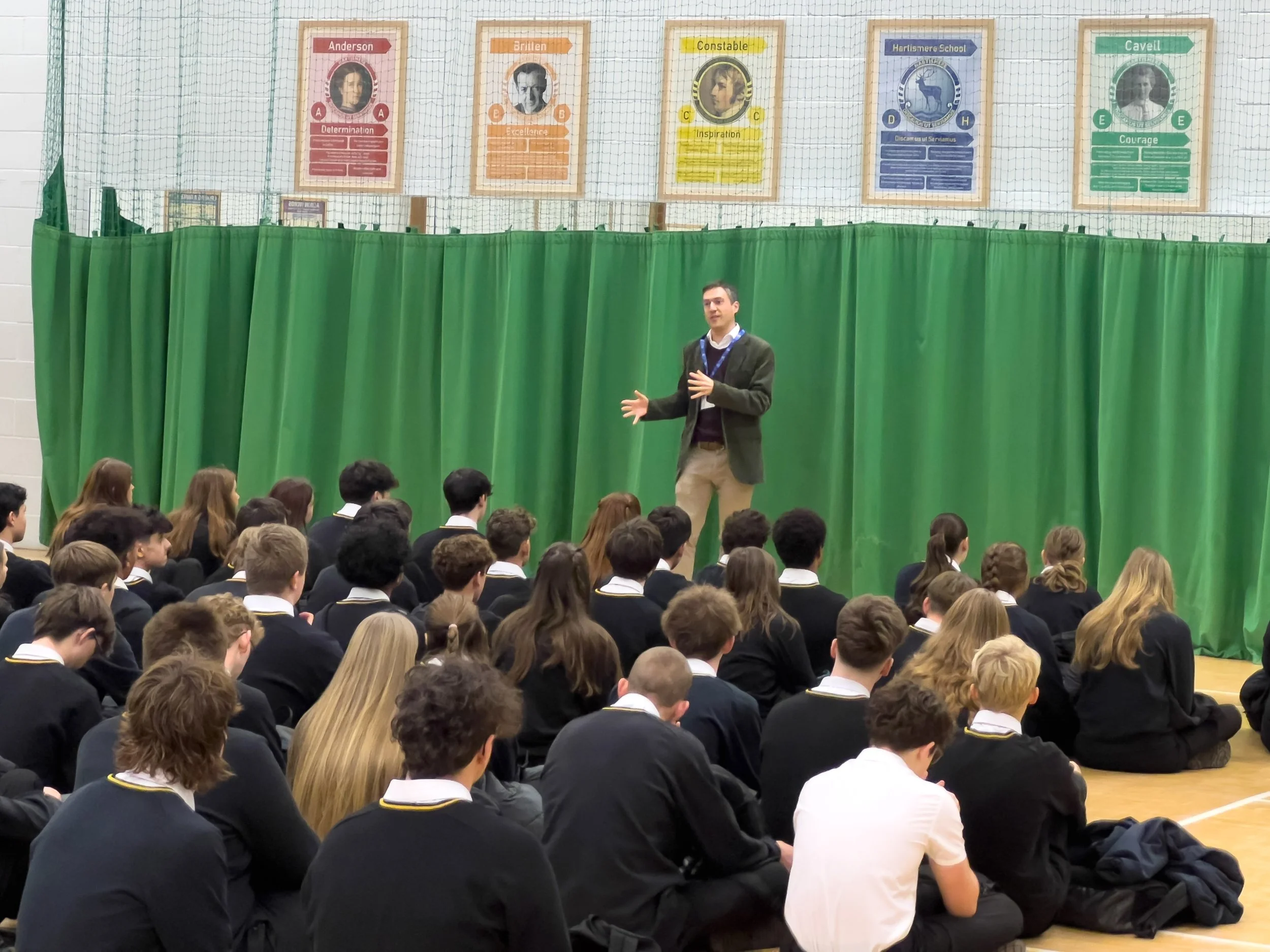 Speaking at Hartismere School Assembly.