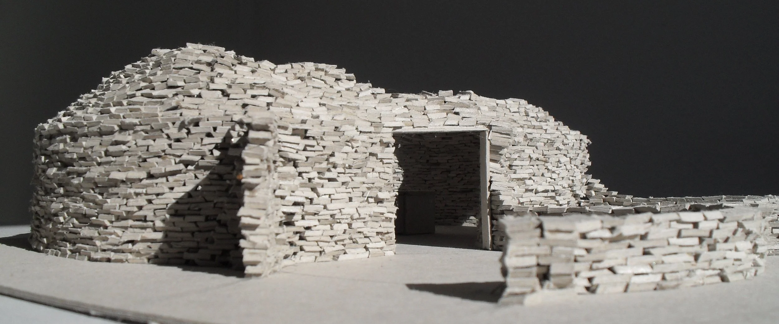 Architectural model based on corbelled stone burial chambers