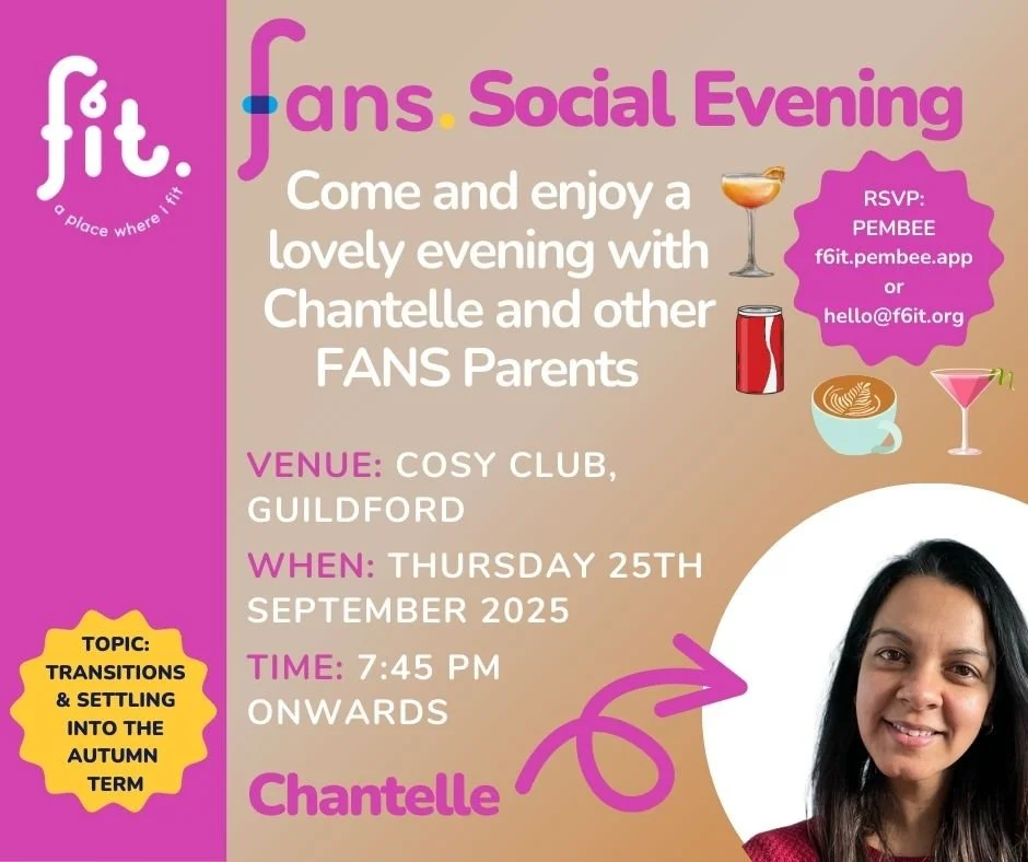 ⭐️ FANS SOCIAL EVENING ⭐️

🥂☕️ Come and enjoy a lovely evening with Chantelle and other FANS Parents! 🍷🧃

🧐 Who is it for: 
For any parent of a child with a disability and/or additional needs

💡 Topic: 
As we all know, September brings with it a