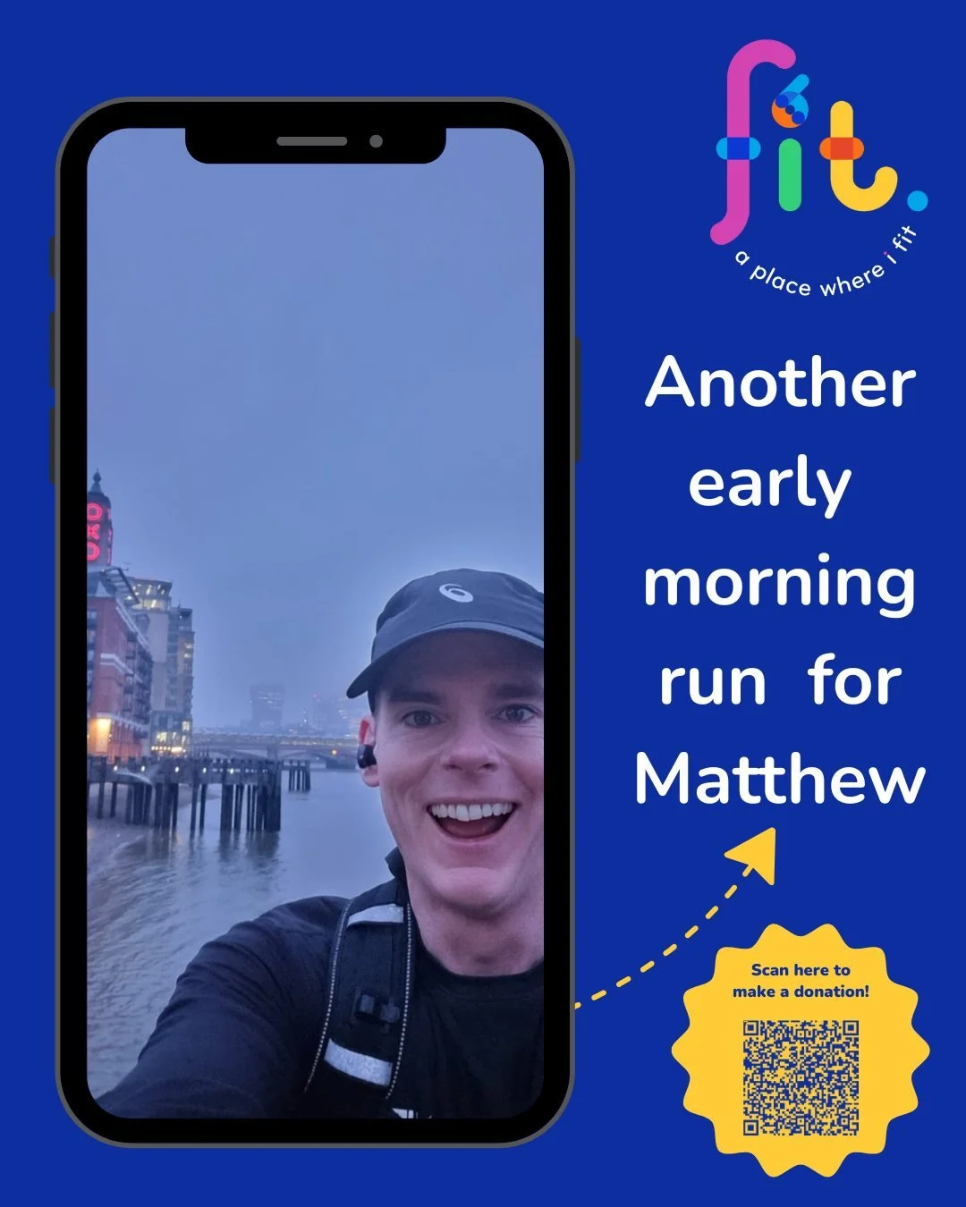😀Still smiling even on a wet and miserable morning!  Matthew is back at his training after having the lurgy.  Even though it has been a slog, Matthew managed an 8 km run before work! 🏃🏻&zwj;♂️&zwj;➡️

💫This man is a machine! 🤩

#f6it #friends #f