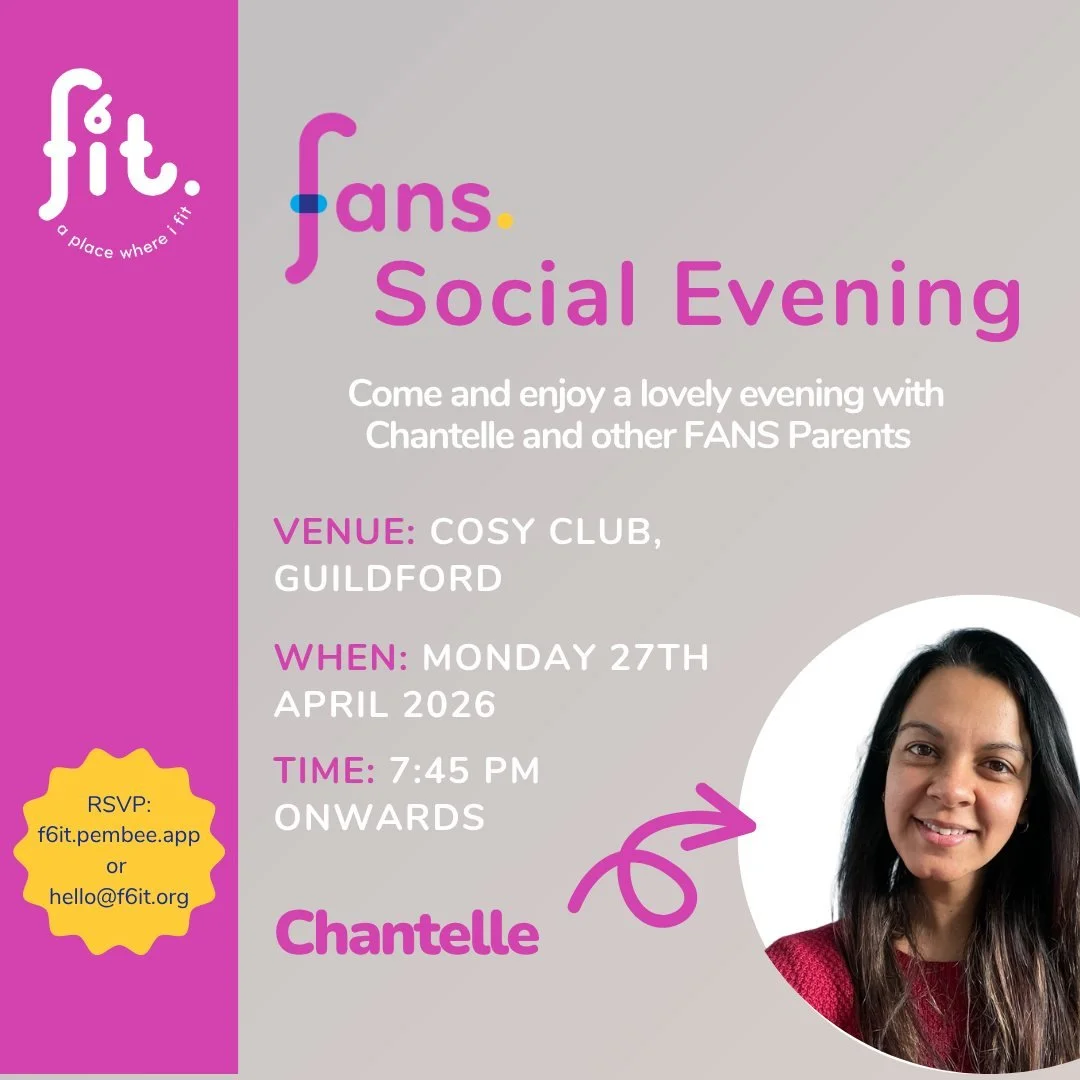 ⭐️ FANS Social Evening ⭐️

A relaxed evening with Chantelle and other FANS parents &mdash; chats, support and connection.

📍 Cosy Club, Guildford
🗓 27 April 2026
⏰ 7:45 PM
🔗 Book via Pembee (link in bio)

Image Description - This post shares detai