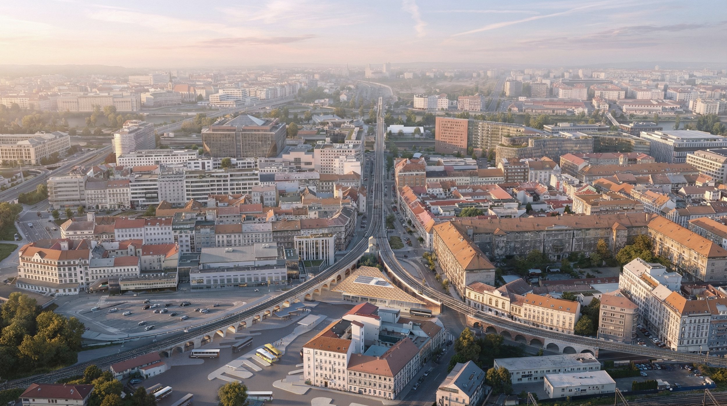 aerial view florenc terminal hall