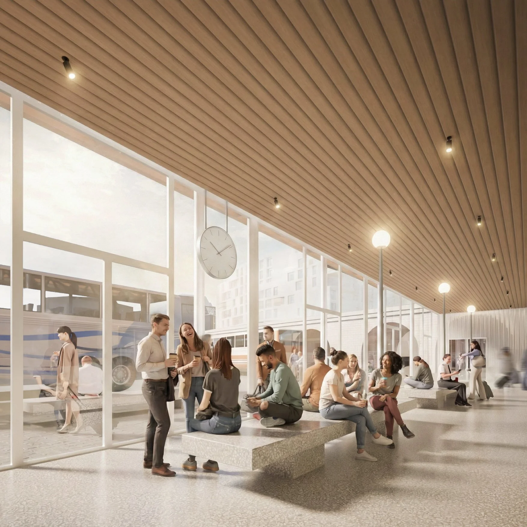 Florenc temporary bus terminal hall