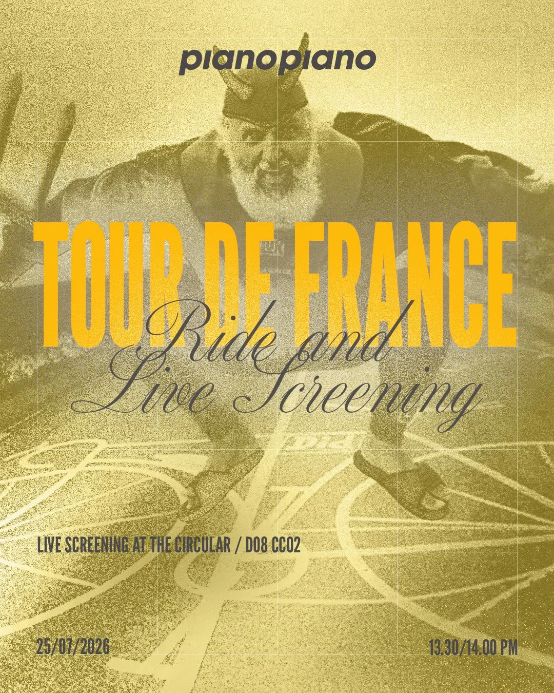 The Grand Bucle is on, and at PianoPiano we are quite enjoying it. 

Join us on the 25th of July for a ride and live screening of Stage 20 @ @thecirculardublin. 

Ride: 
Meeting at 8.15 at 3fe Clancy Quay.
85km / 1200m elevation gain
20km/h Average
C