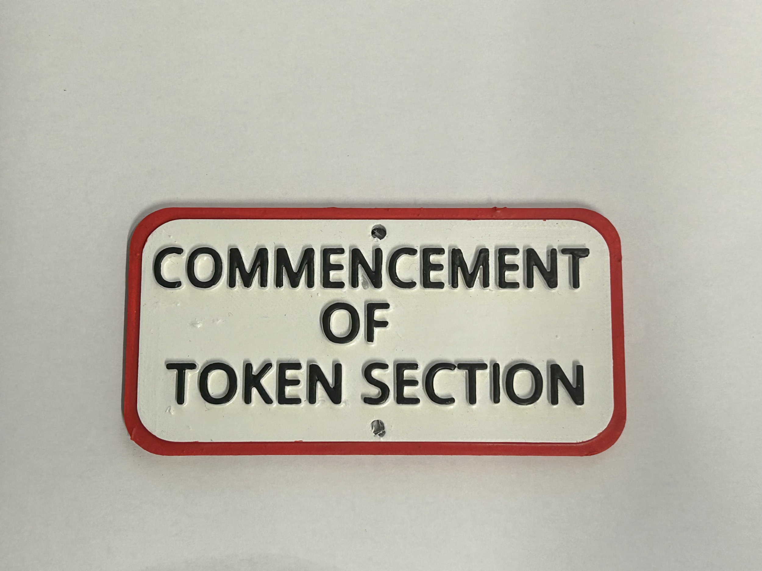 Commencement of token section sign