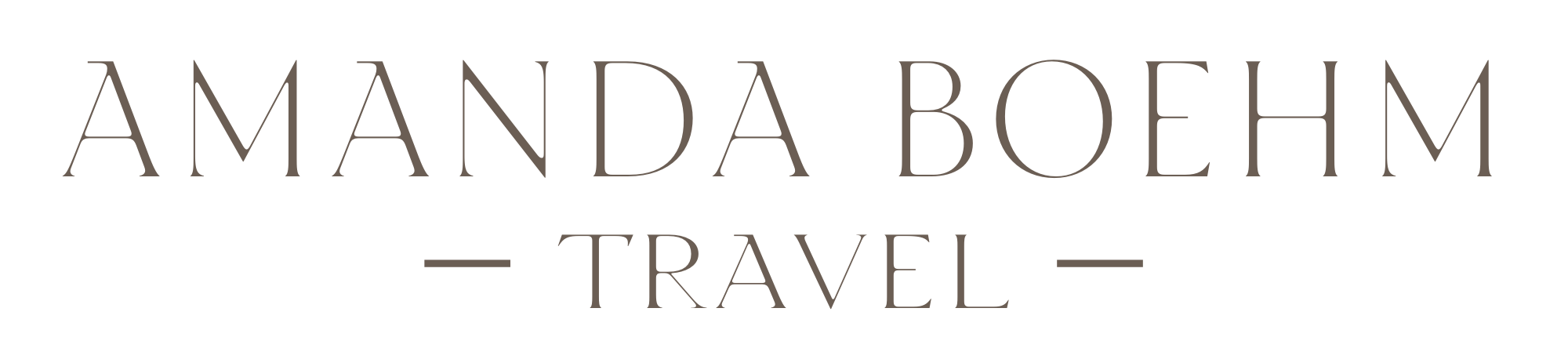 Travel logo with the text 'Amanda Boehm Travel' in elegant font.