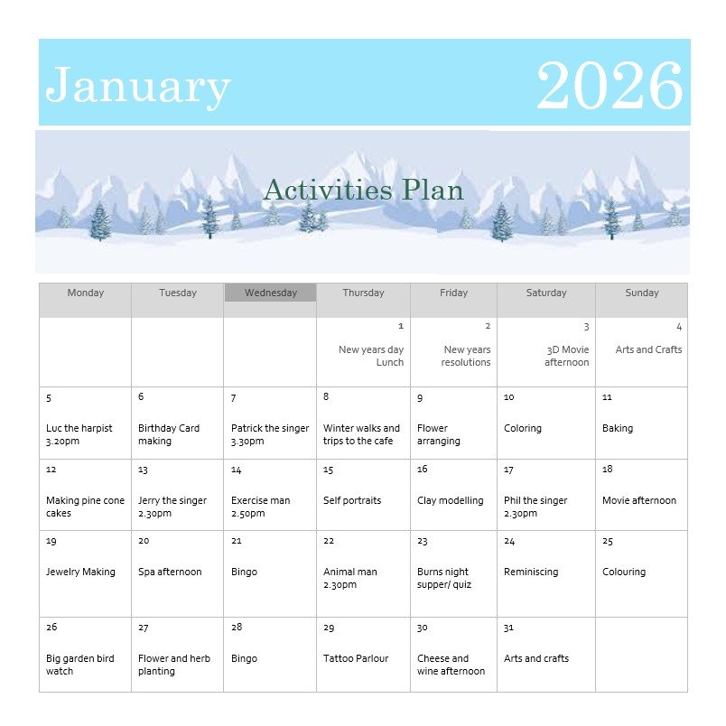 Care home activities plan