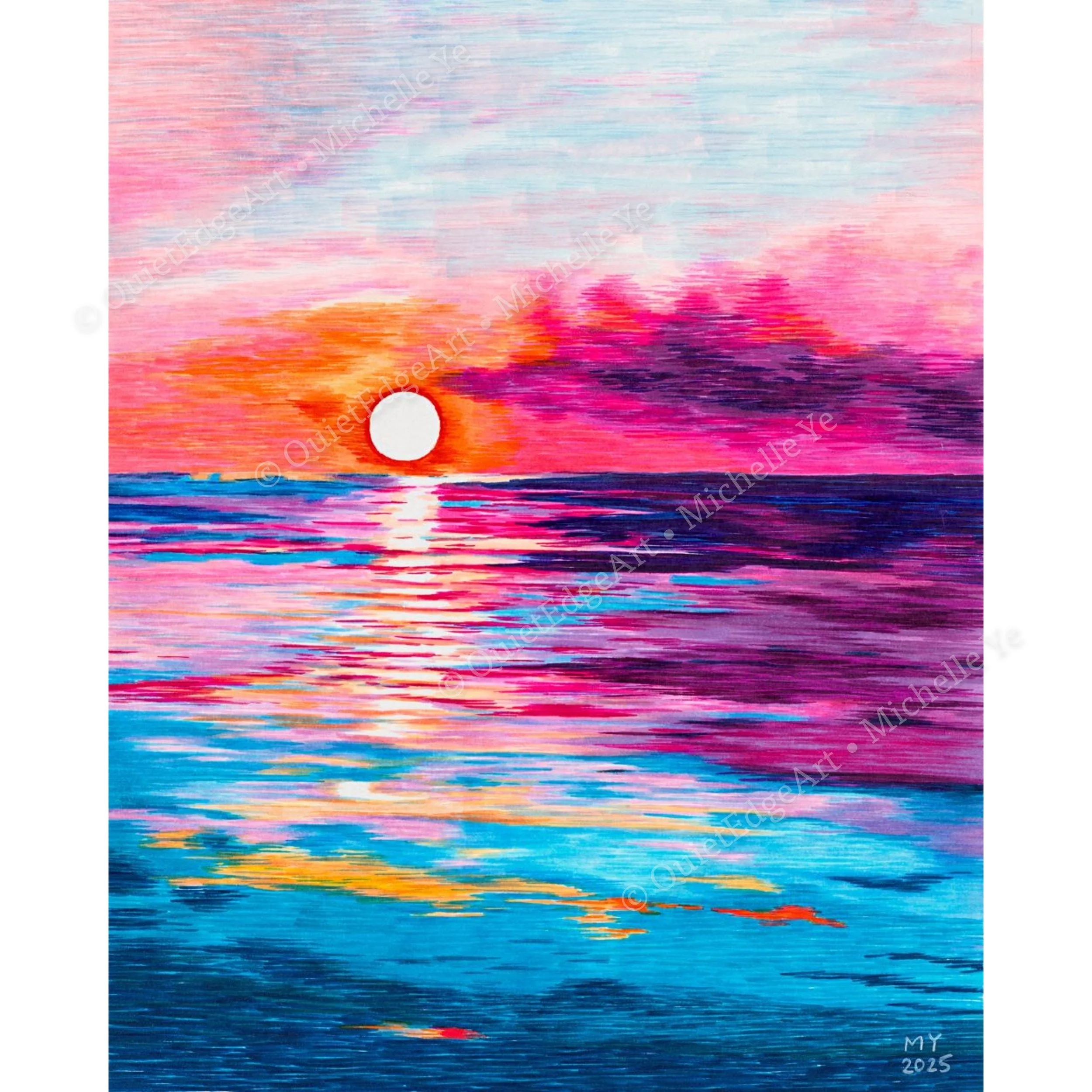 Radiance of the Sea
- a moment when light dances across the water, vibrant and alive. This piece captures the bold, radiant spirit of the ocean at its most brilliant.
Markers on paper – 8 × 10 in – 2025.
Based on an artwork found on Pinterest. Origin