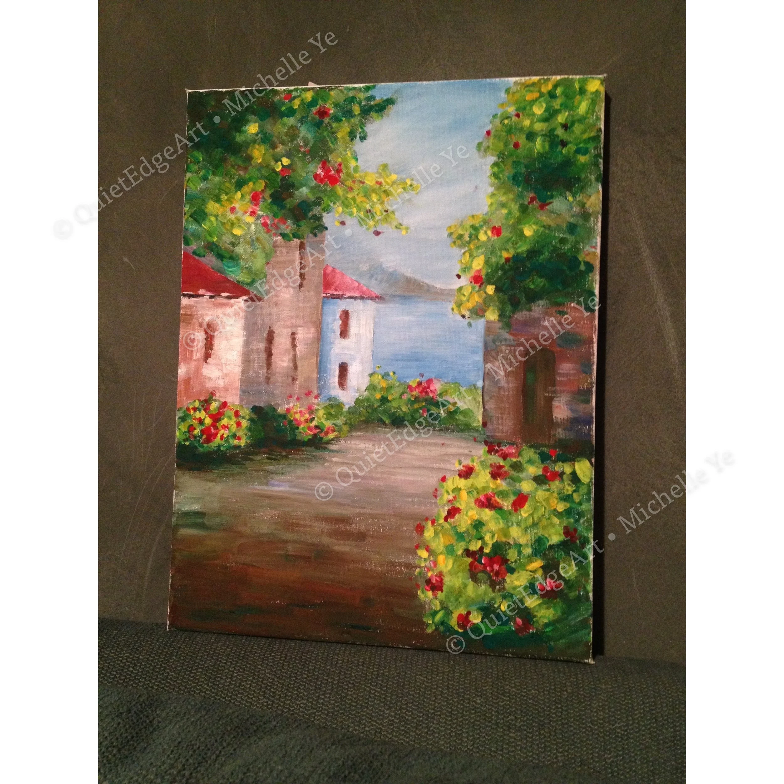 Hidden Courtyard. Gouache on stretched canvas - 30.2 x 39.6 cm - 2014. Reference picture from internet.