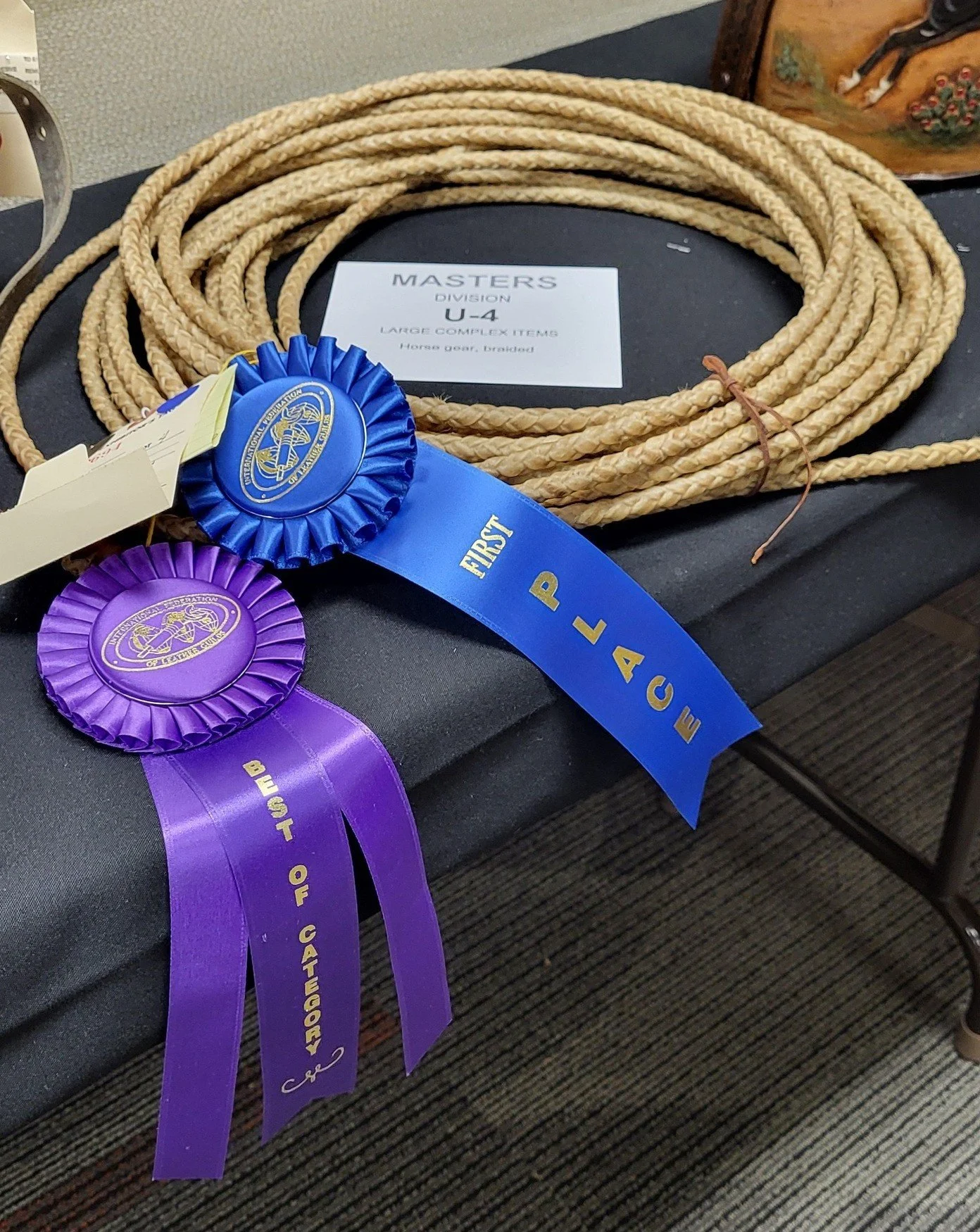 Scott Gore, our newest member.  Leather braiding never looked so good!