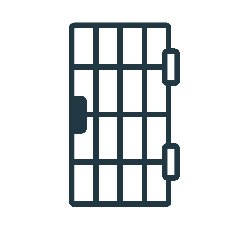 Illustration of a jail cell with barred doors.