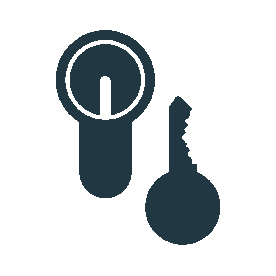 Icon of a house key and a round key fob.