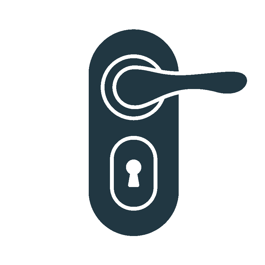 Illustration of a door handle with a keyhole on the door lock.
