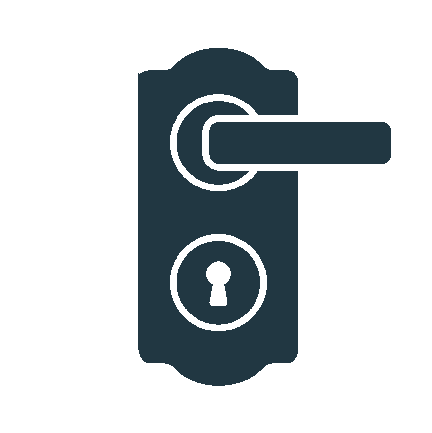Icon of a door handle with a keyhole.