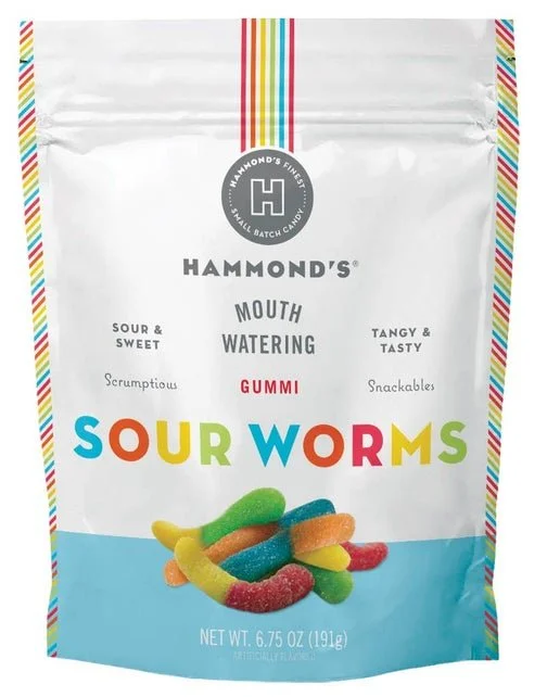 Sweet & Sour Candy - Gummi Worms (6.75 oz Resealable Bag)
