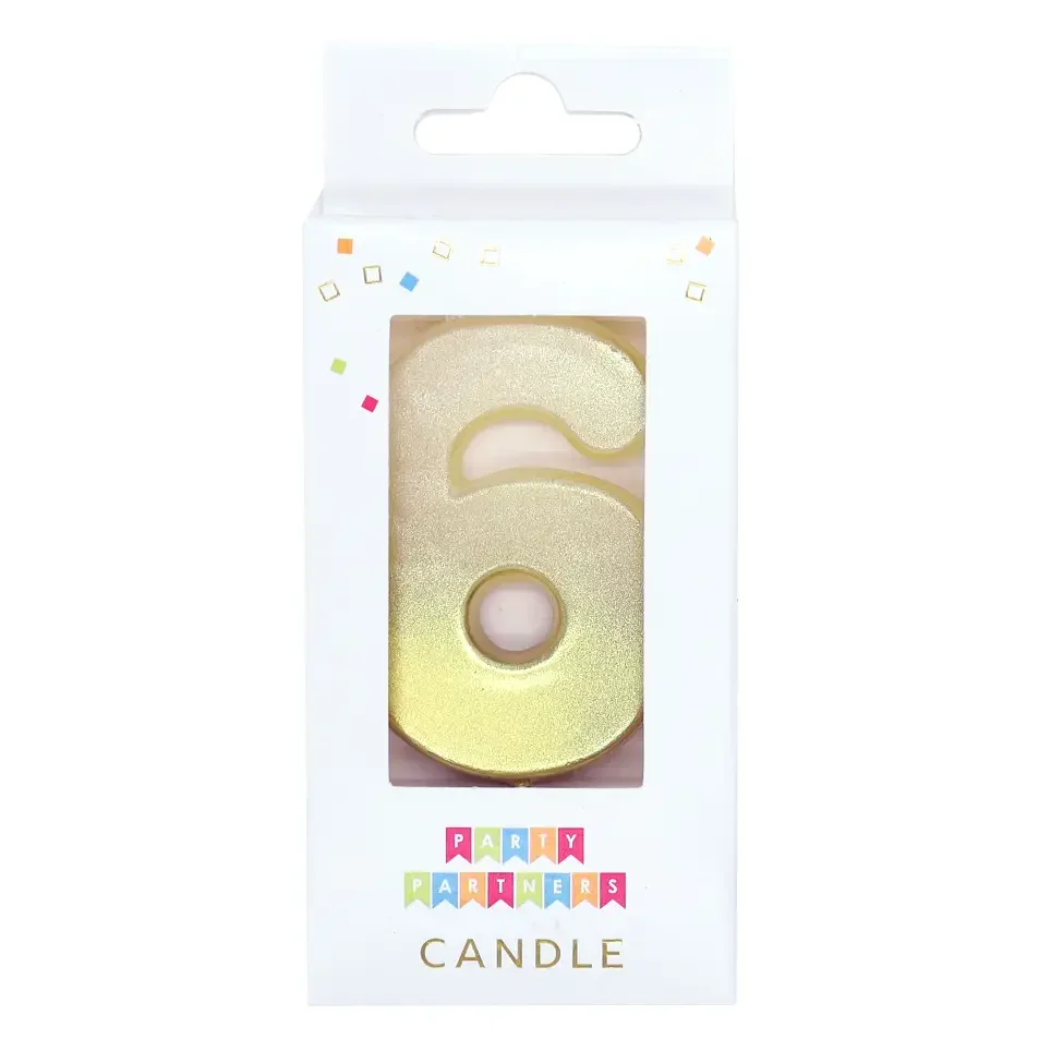 6 Gold Ombre Number Candle