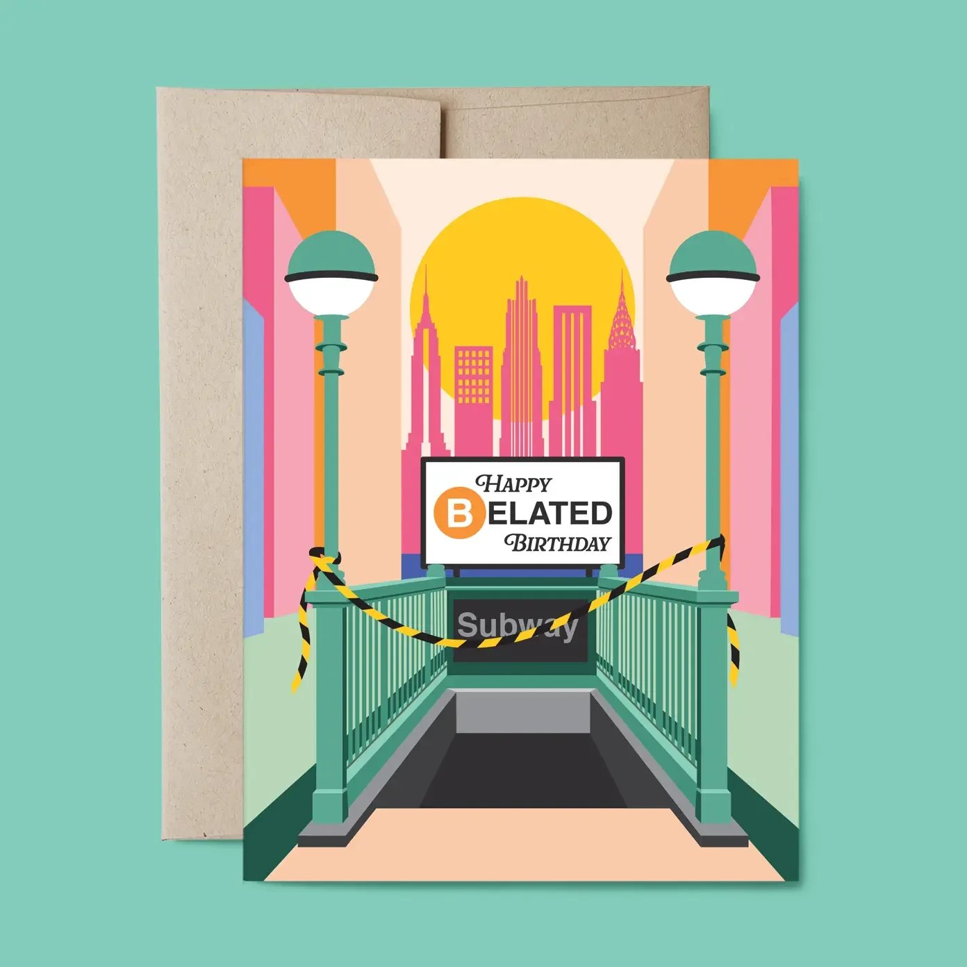 New York Subway Happy Belated Birthday Card