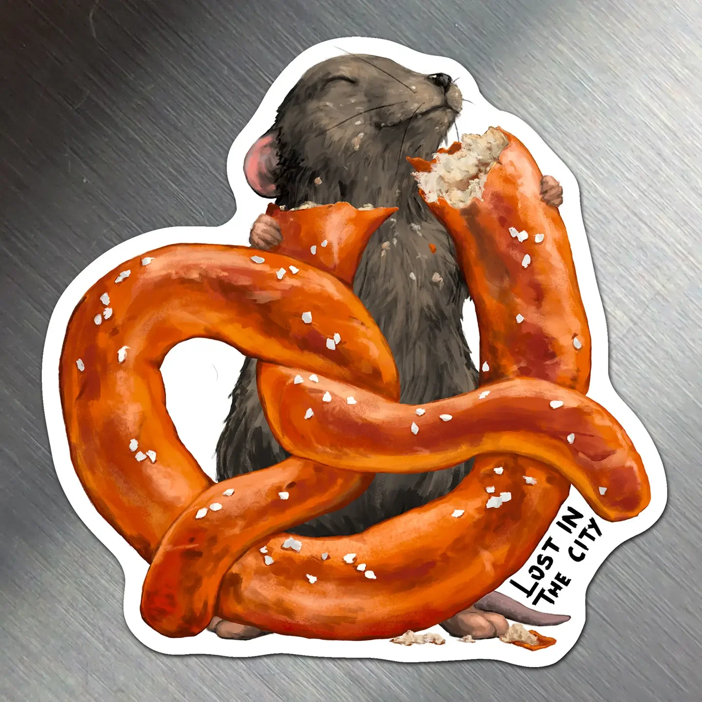 Pretzel Lover Rat Magnet | Lost in the City