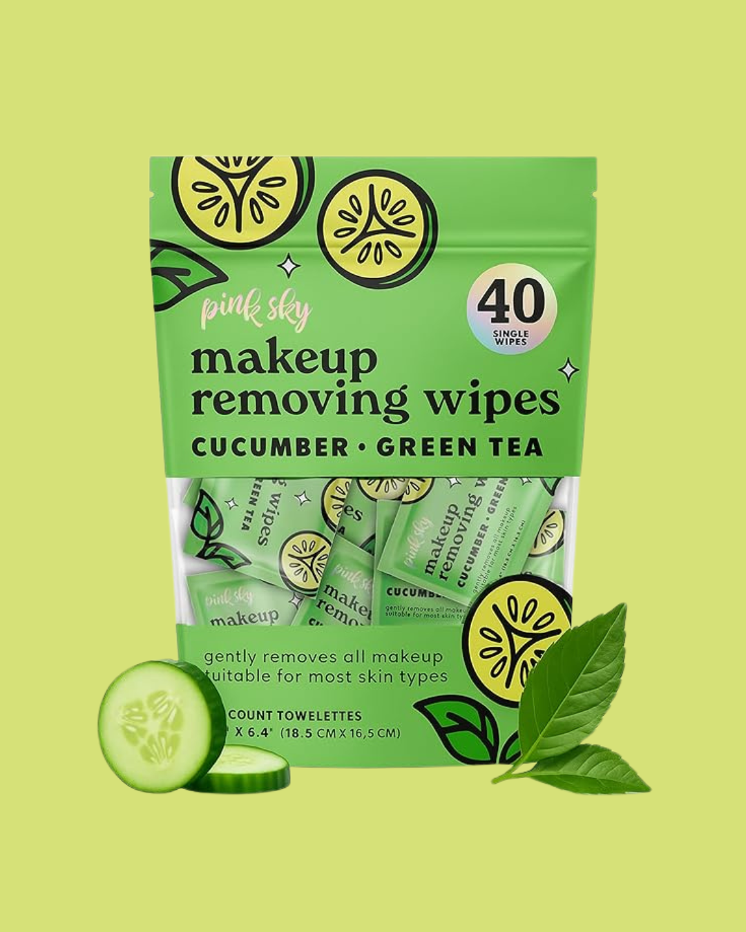 Pink Sky Makeup Remover Wipes in Cucumber & Green Tea
