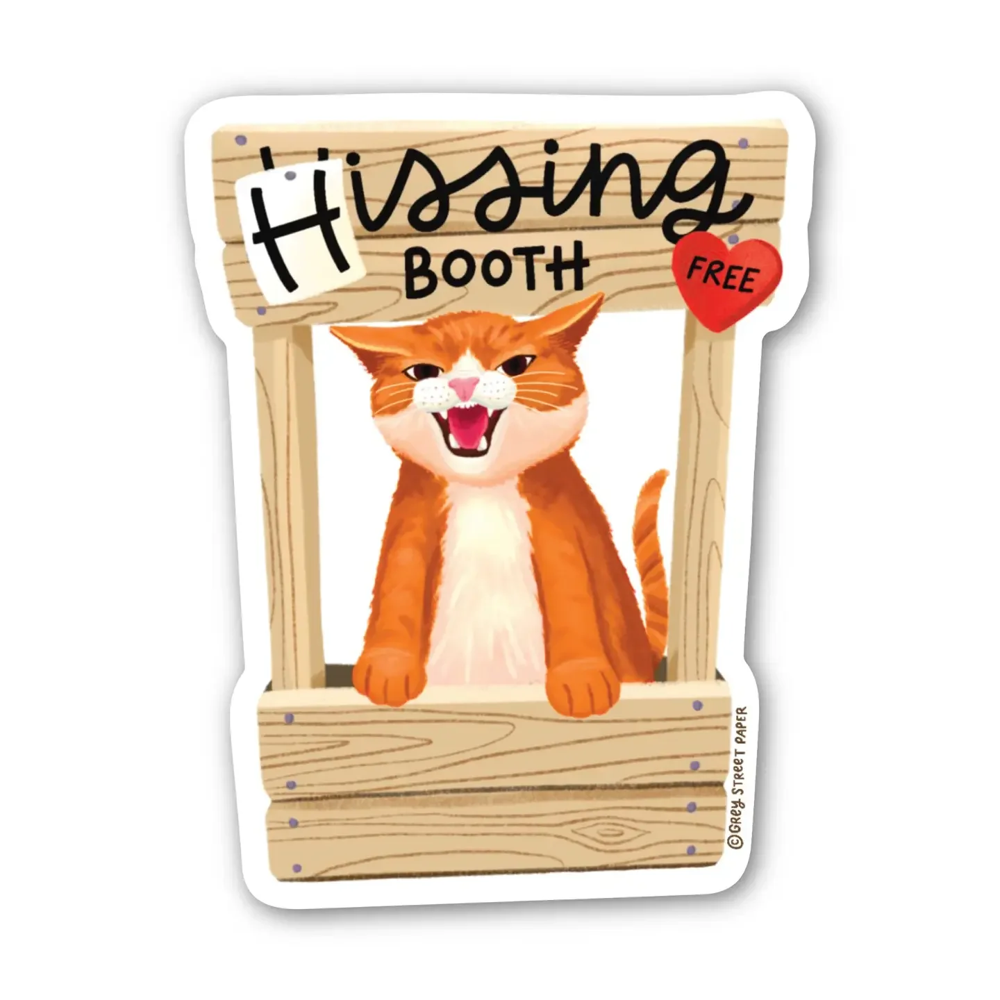 Hissing Booth Orange Cat Vinyl Sticker