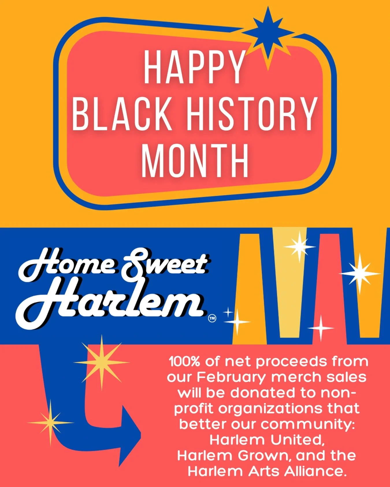 Have you been wanting your own piece of Home Sweet Harlem&trade;️? There has never been a better time than #BlackHistoryMonth2026! We will be donating 💯% of net proceeds from our February merch sales to non-profit orgs that better our amazing Harlem