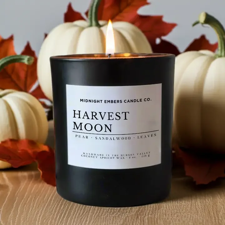 Harvest Moon: 8 oz. Fall Candle in Matte Black