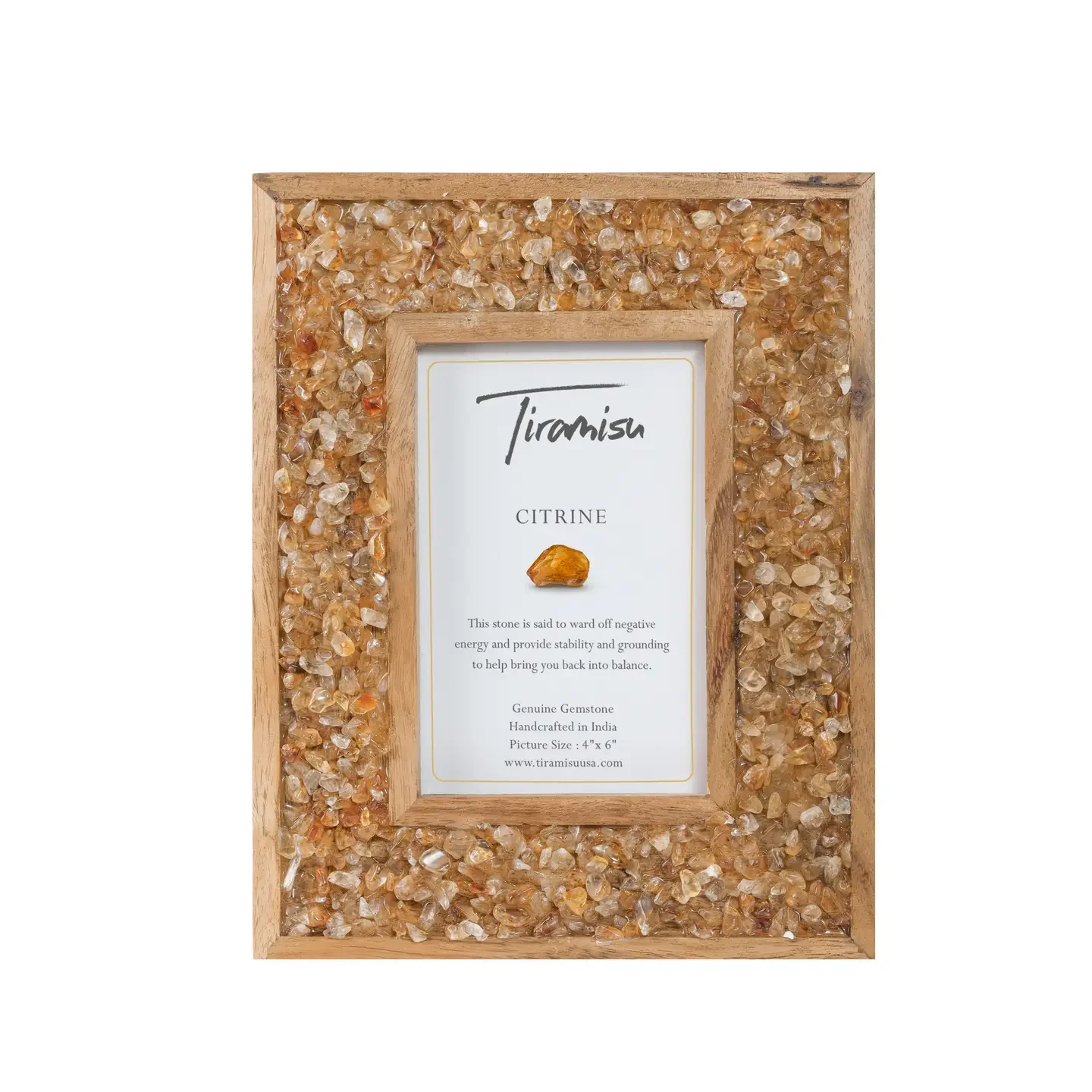 Sunshower Citrine Picture Frame - Acacia Wood