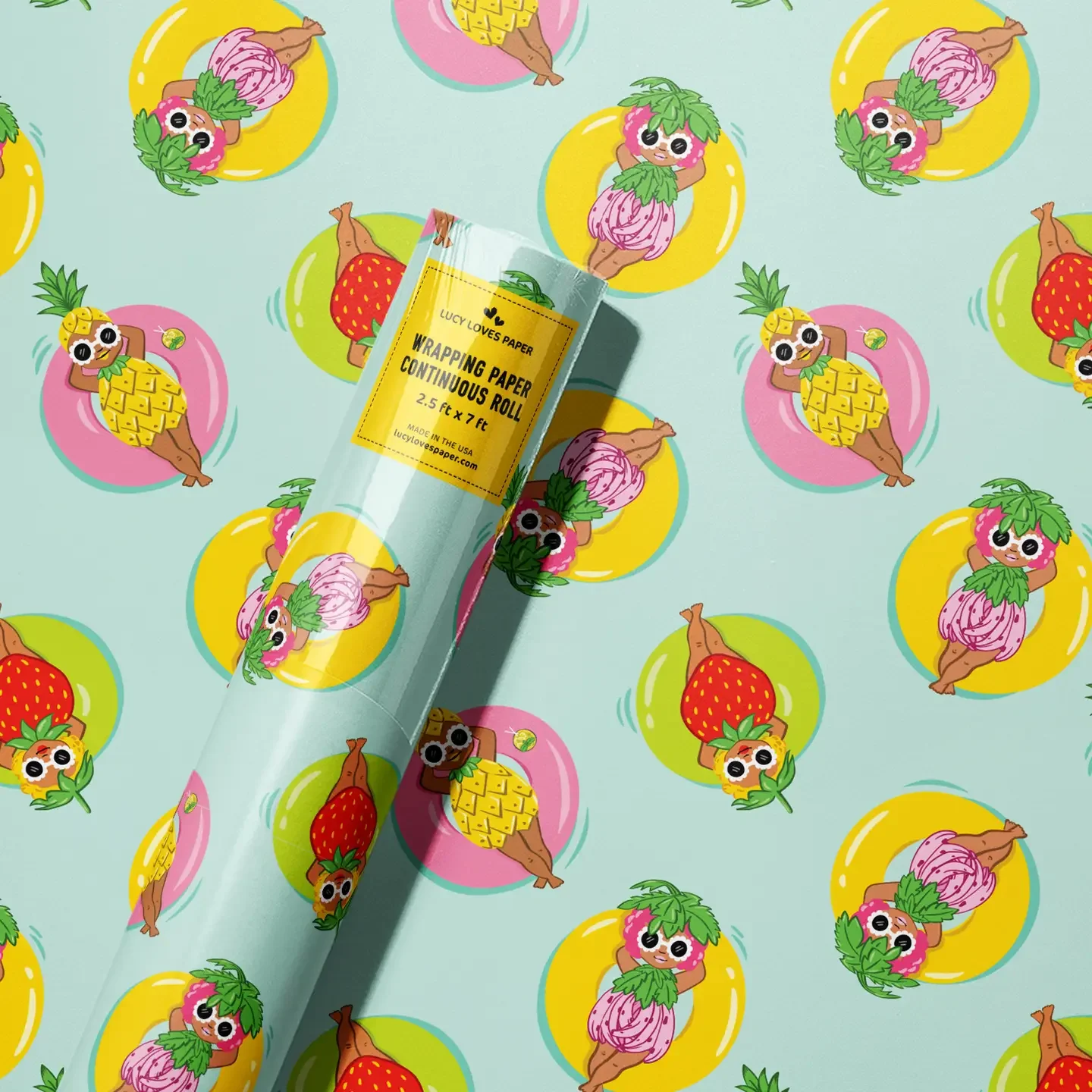 Fruit Pool Party - 7ft Continuous Roll Wrapping Paper