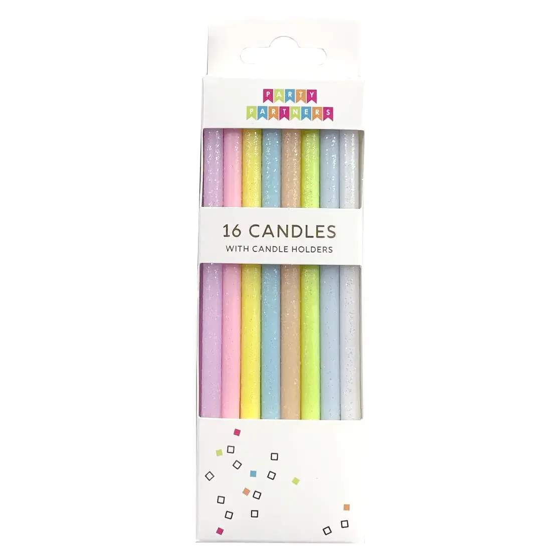 Tall Pastel Rainbow Gradient Candles (Set of 16)