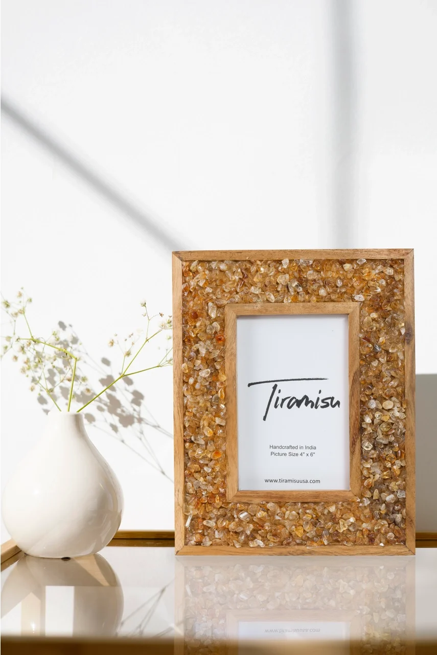 Sunshower Citrine Picture Frame - Acacia Wood
