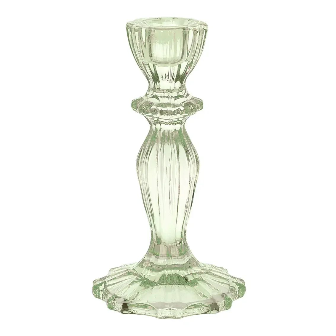 Green Glass Candle Holder