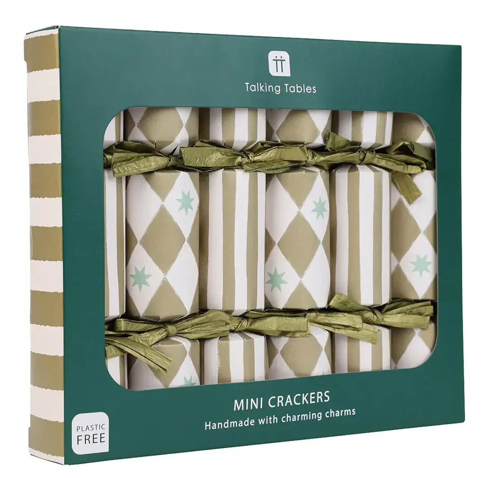 Gold Harlequin Mini Christmas Crackers - 6 Pack