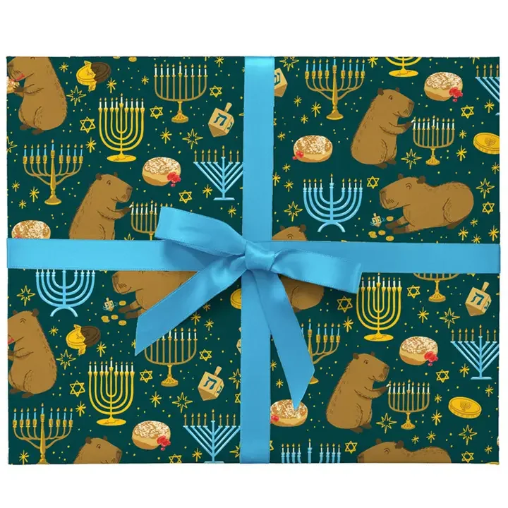 Capybara Hanukkah Gift Wrap: Single Sheet
