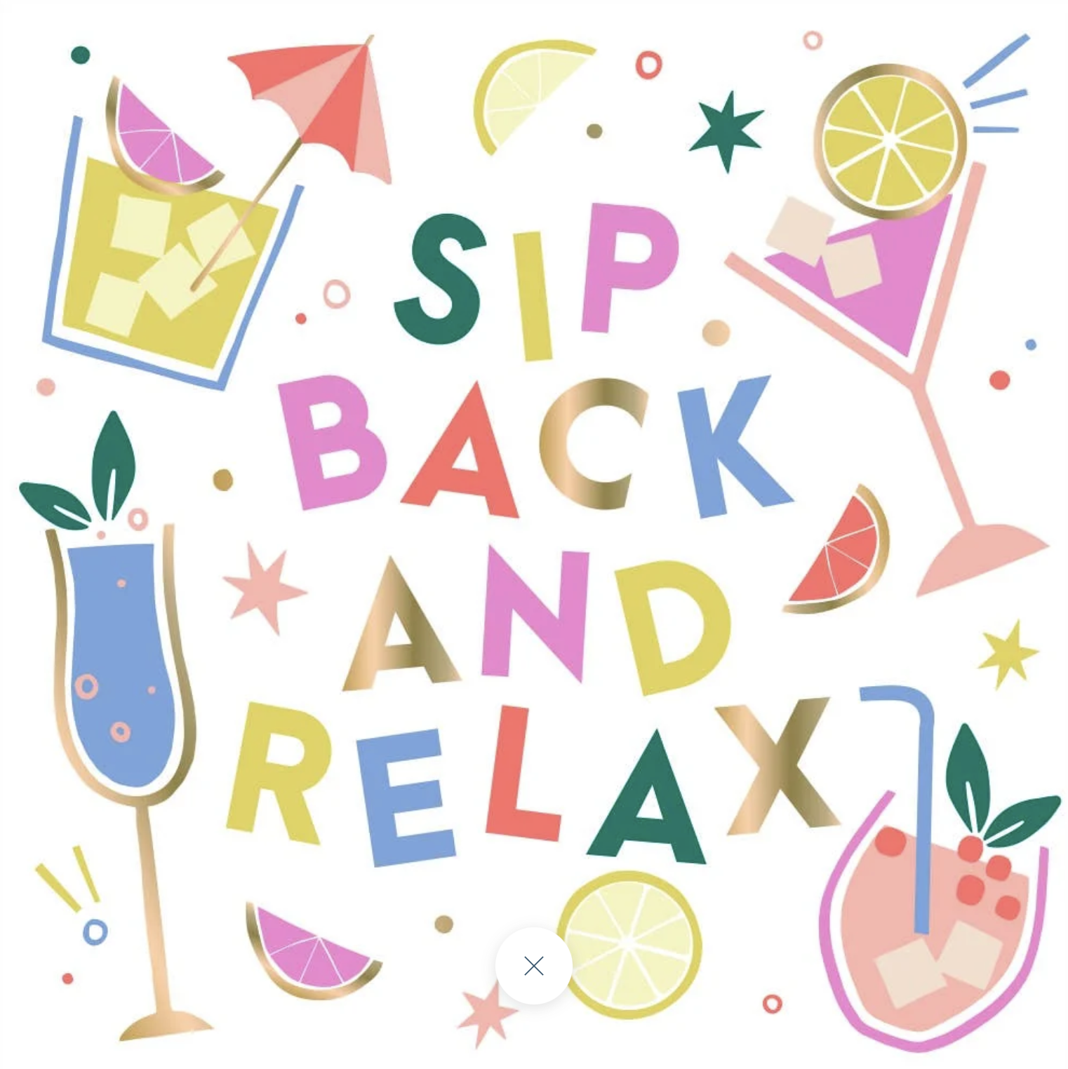 Sip Back and Relax Foil Cocktail Napkins