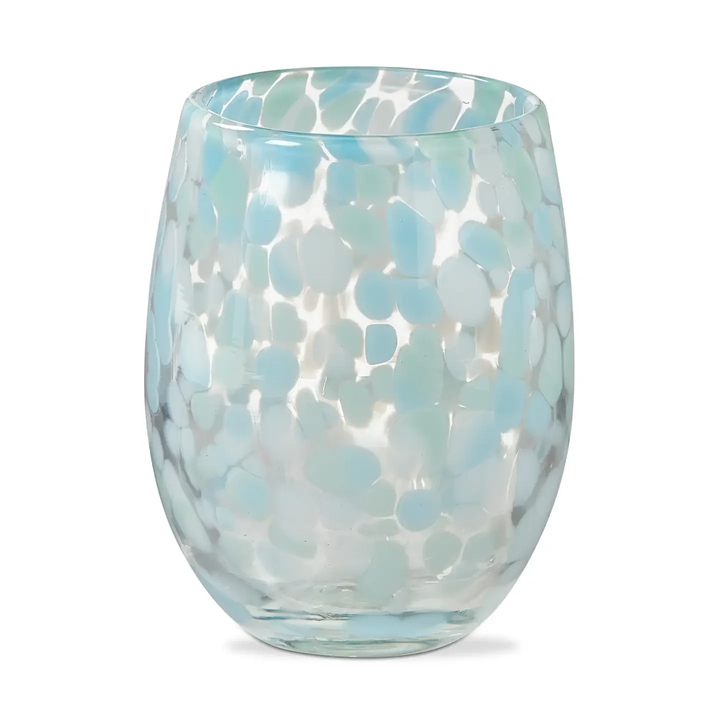 Confetti Stemless Wine Glass in Aqua