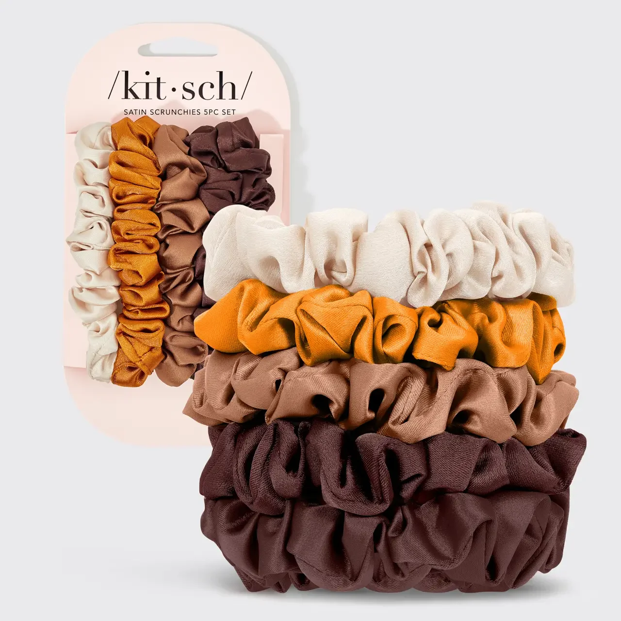 Satin Petite Scrunchies 5-Piece Set- Sedona
